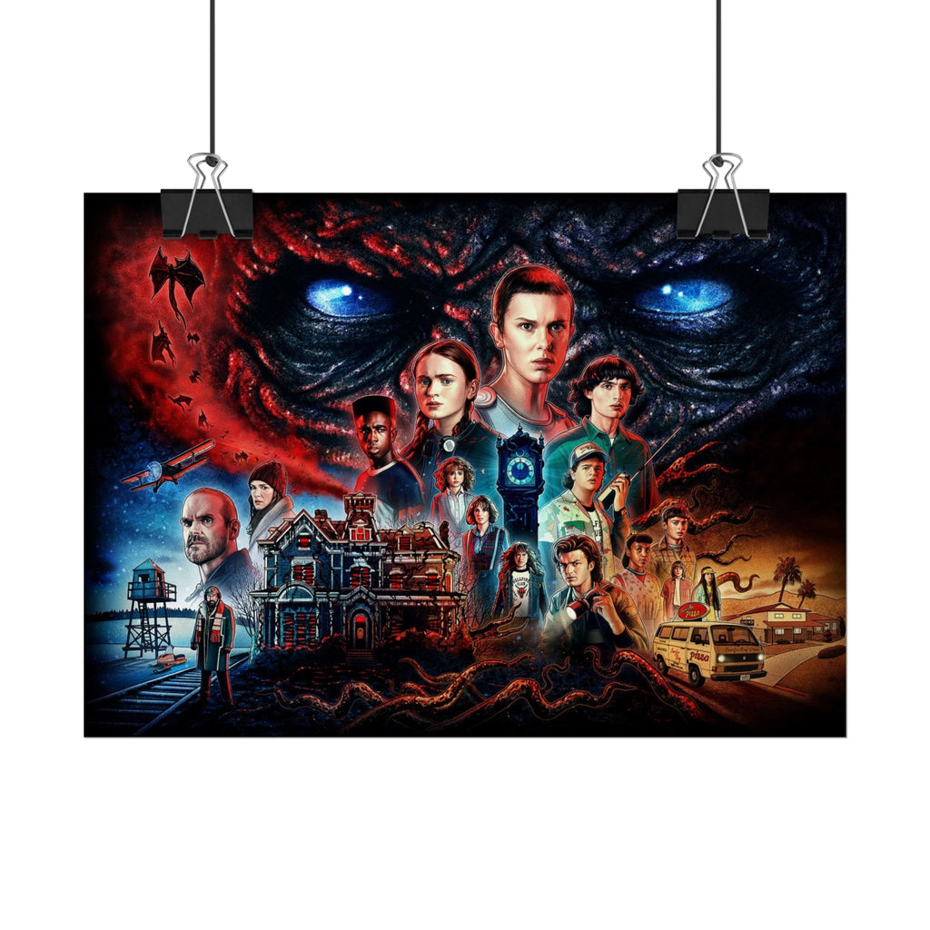 Stranger Things Cast Collage Poster (TV Series Retro Horror Art)