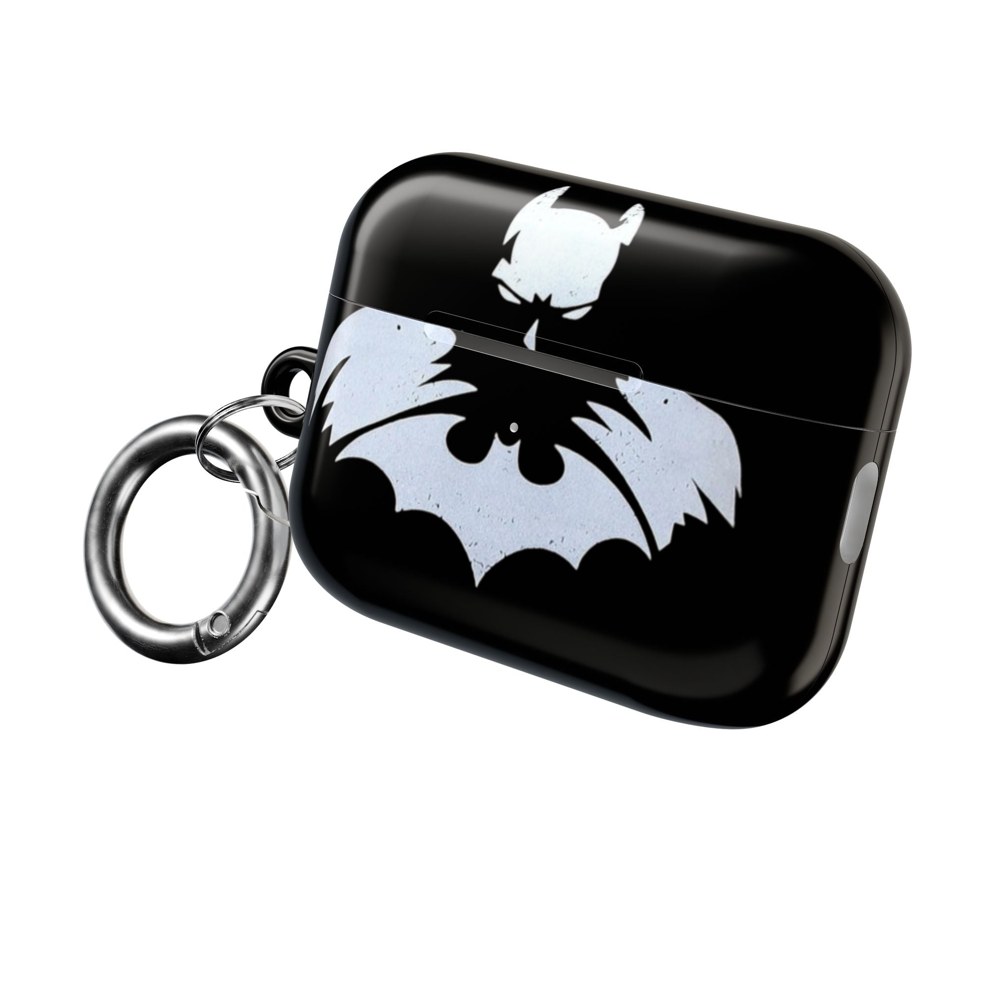 Bat Logo AirPod Case — Black Protective Charging Case with White Bat Emblem