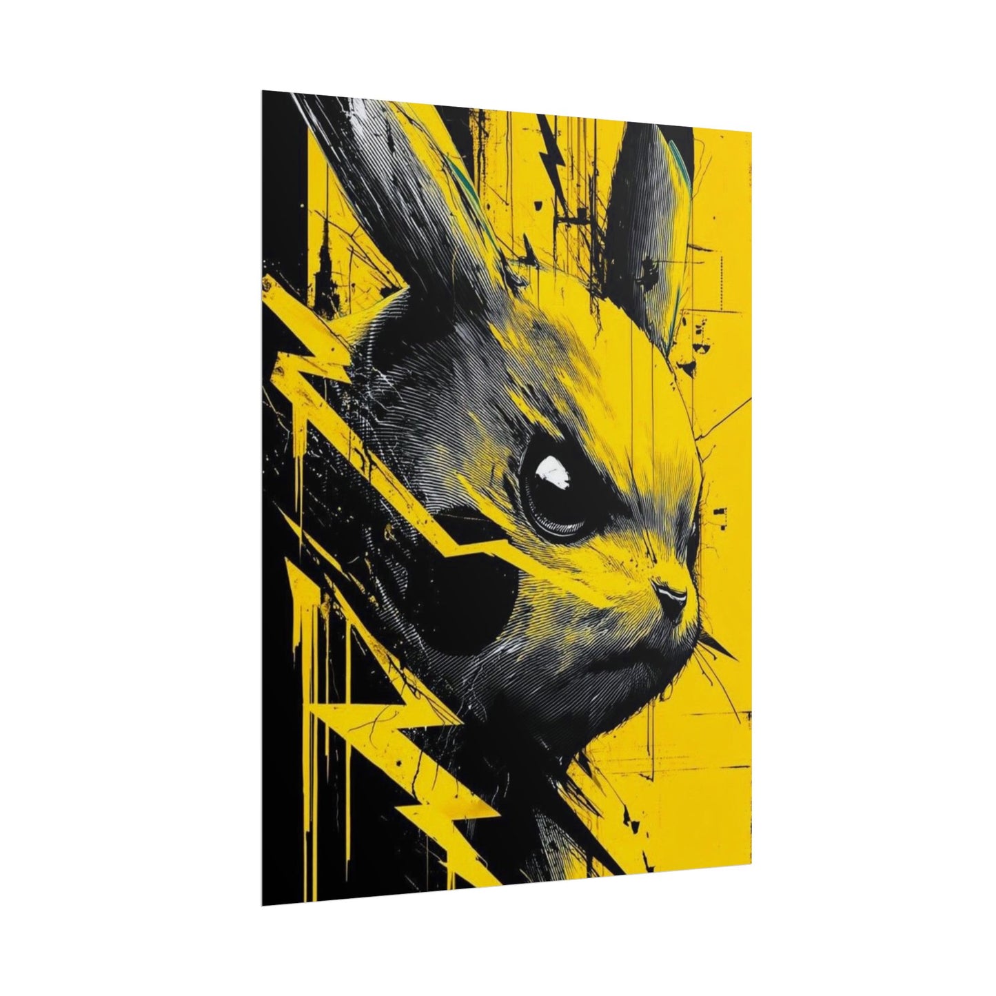 Elektrisches Pika-Kunstposter – Gelber Blitz Anime-Wanddruck