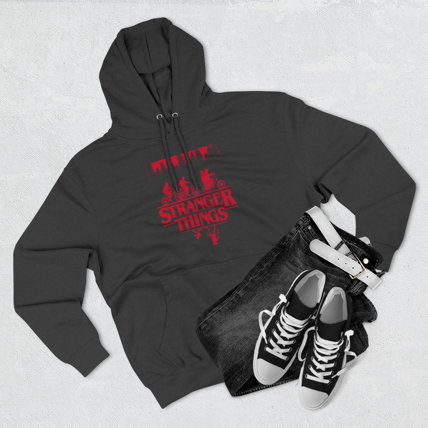 Stranger Things Fleece Hoodie – Retro-Umriss-Logo-Pullover