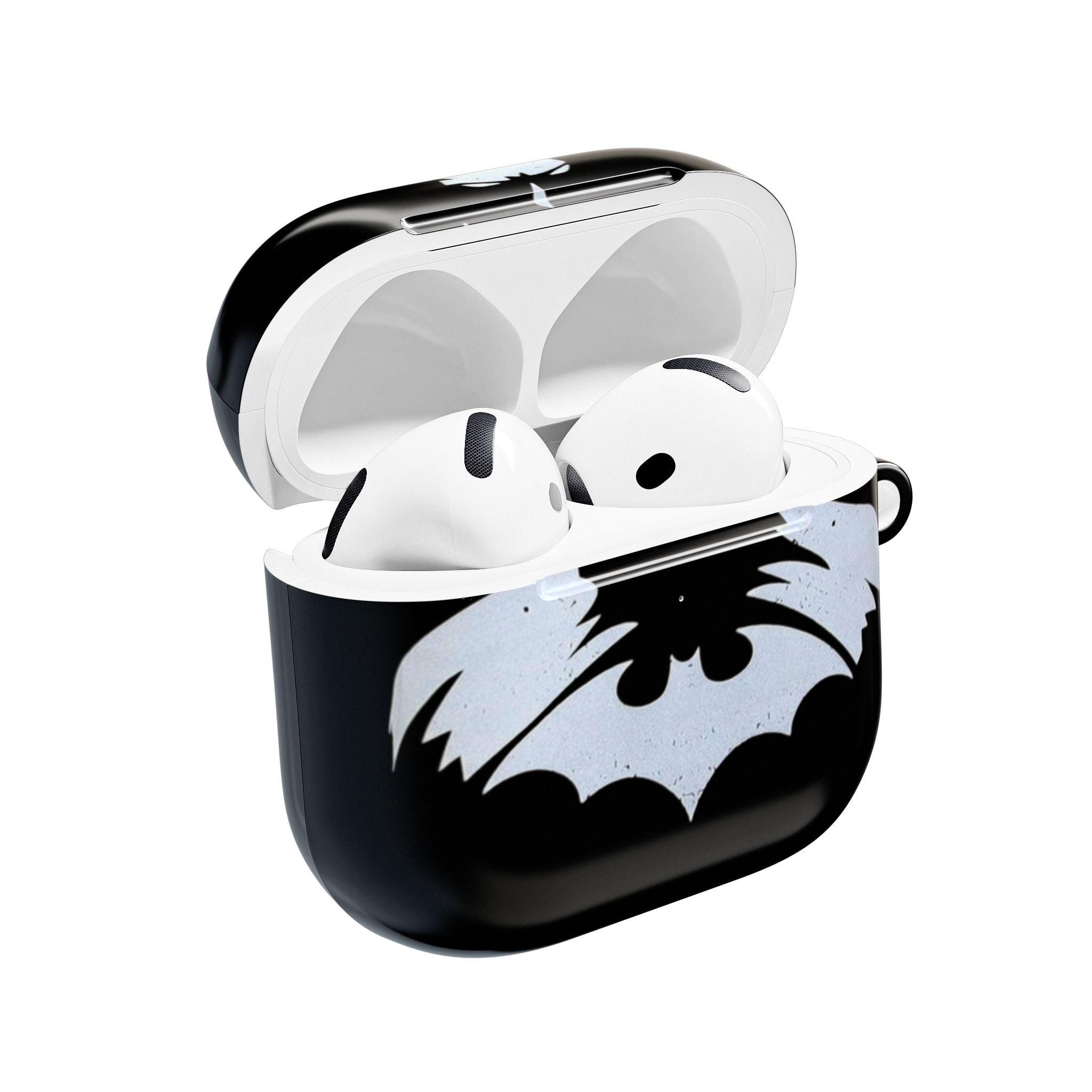 Bat Logo AirPod Case — Black Protective Charging Case with White Bat Emblem