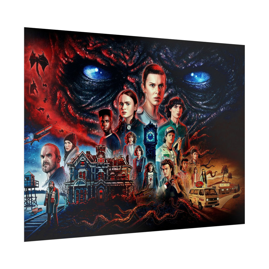Stranger Things Cast Collage Poster (TV Series Retro Horror Art)