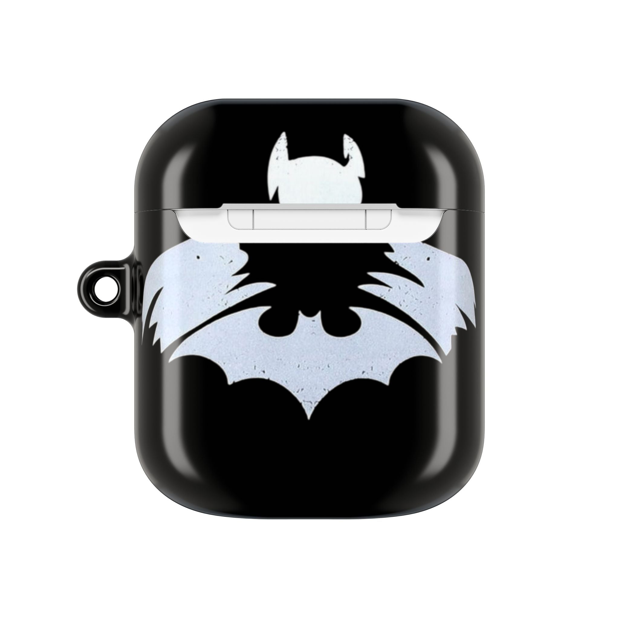 Bat Logo AirPod Case — Black Protective Charging Case with White Bat Emblem