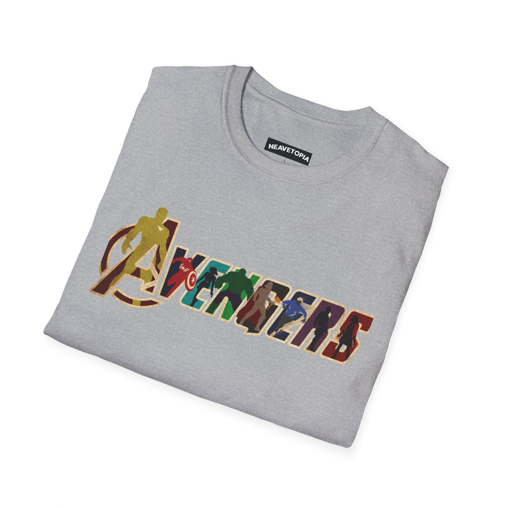 Avengers Logo T-Shirt — Marvel Hero Collage Graphic Tee