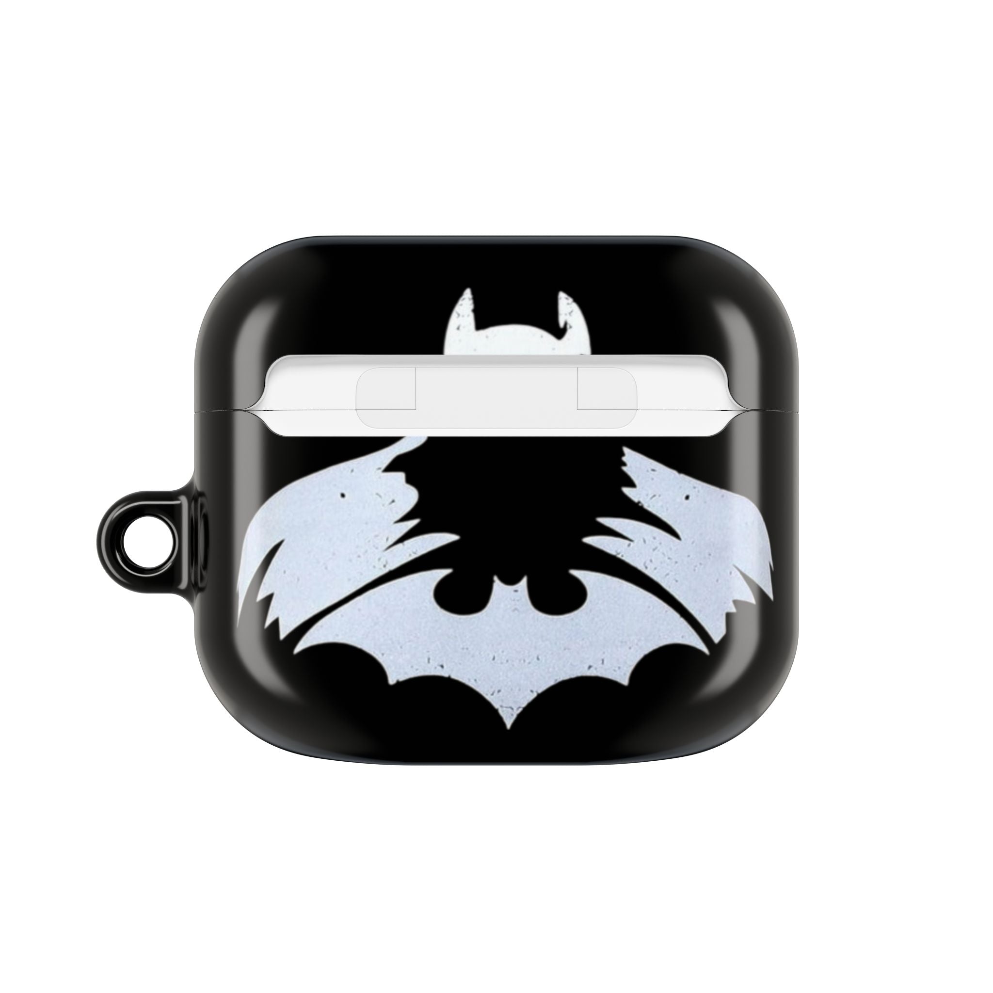 Bat Logo AirPod Case — Black Protective Charging Case with White Bat Emblem