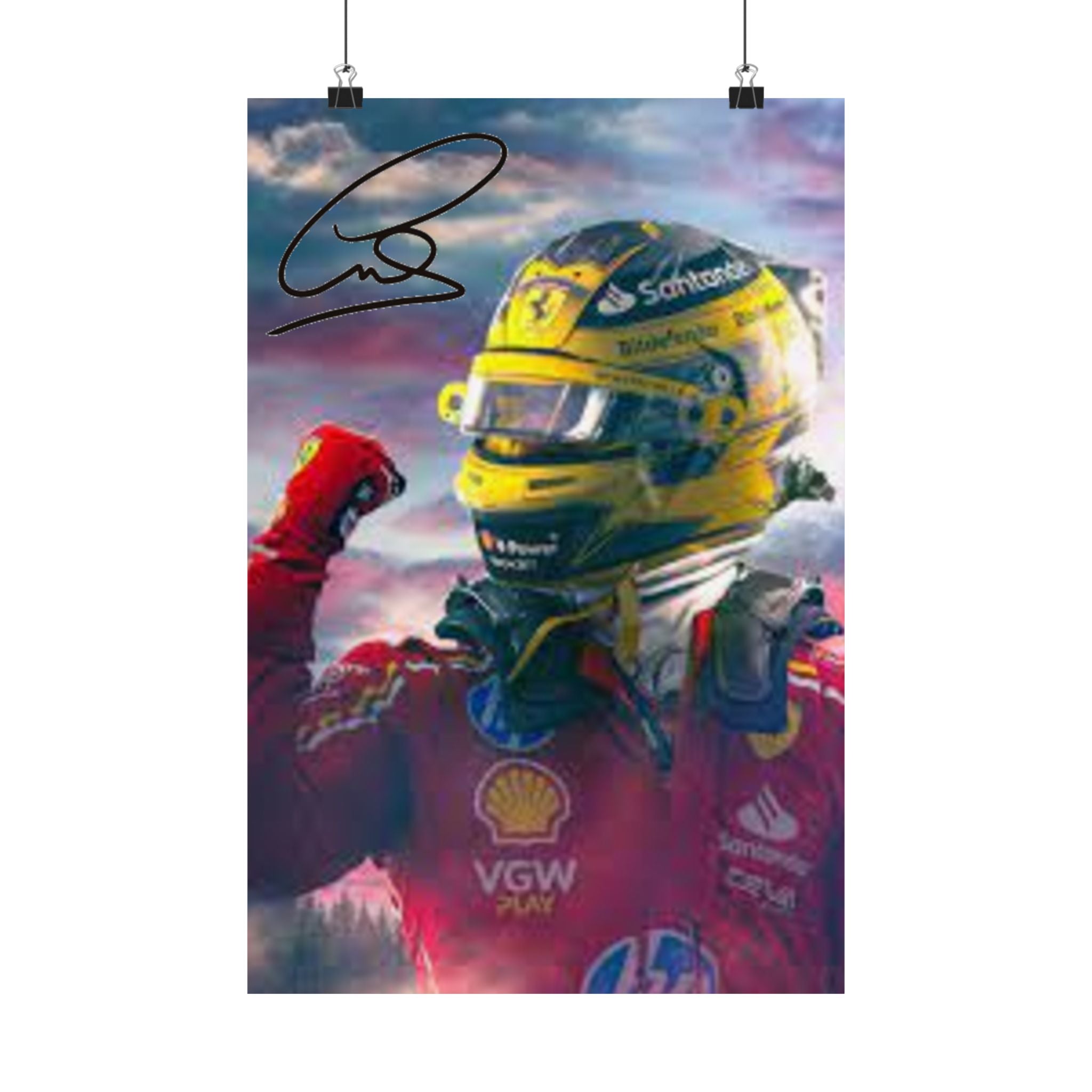 Formula 1  Racing Champion Matte Vertical Posters of Lewis Hamilton with Signature, Motorsport Wall Art, Car Lover Decor, Automotive Decor
