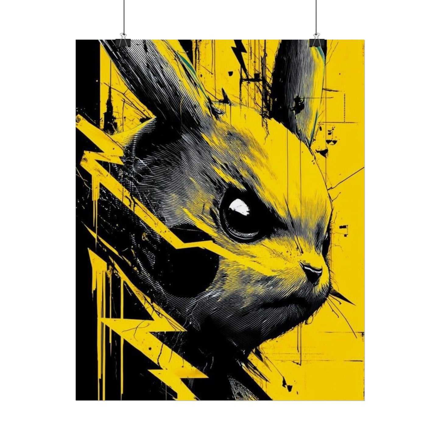 Elektrisches Pika-Kunstposter – Gelber Blitz Anime-Wanddruck
