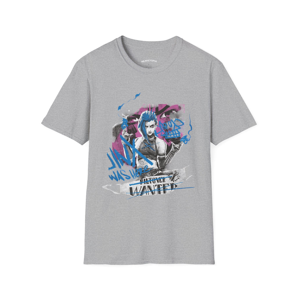 Jinxy Graffiti Portrait T-Shirt | Wanted Poster Street Art Style