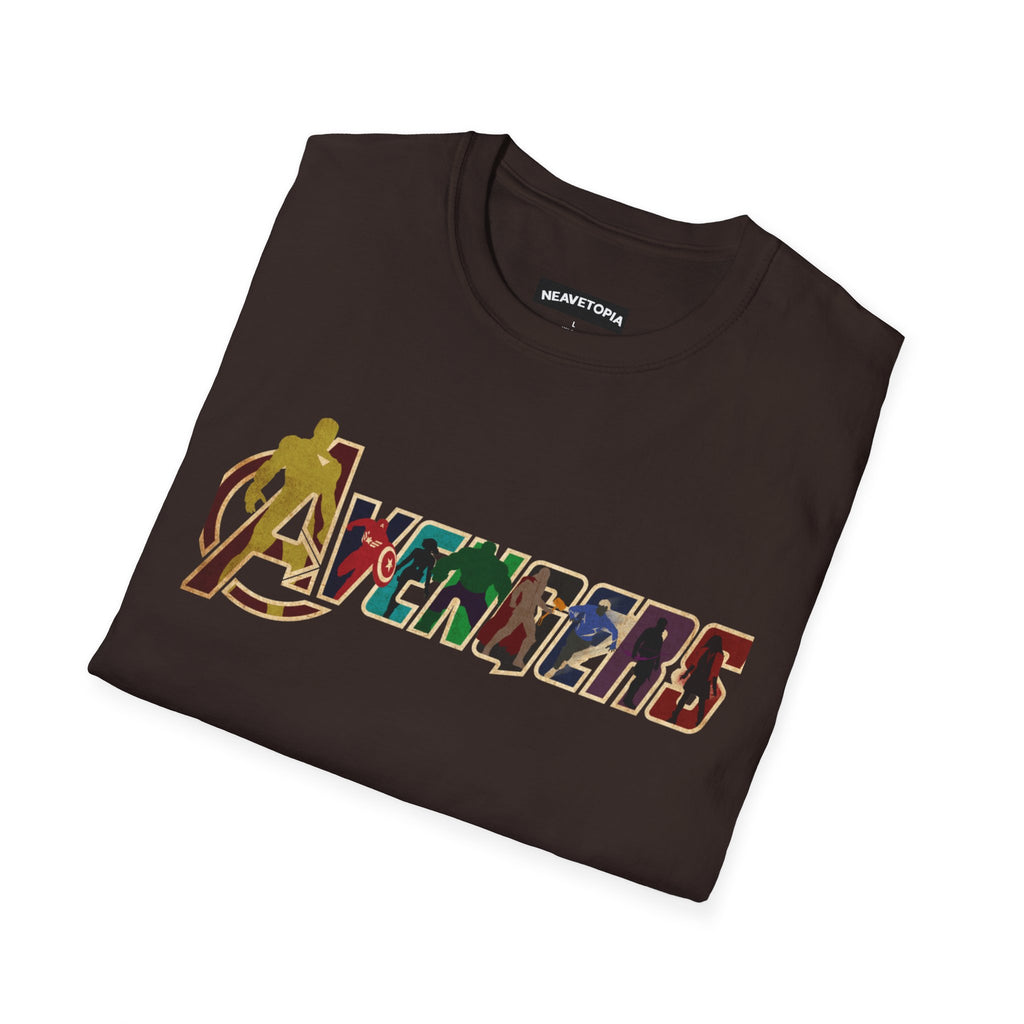 Avengers Logo T-Shirt — Marvel Hero Collage Graphic Tee
