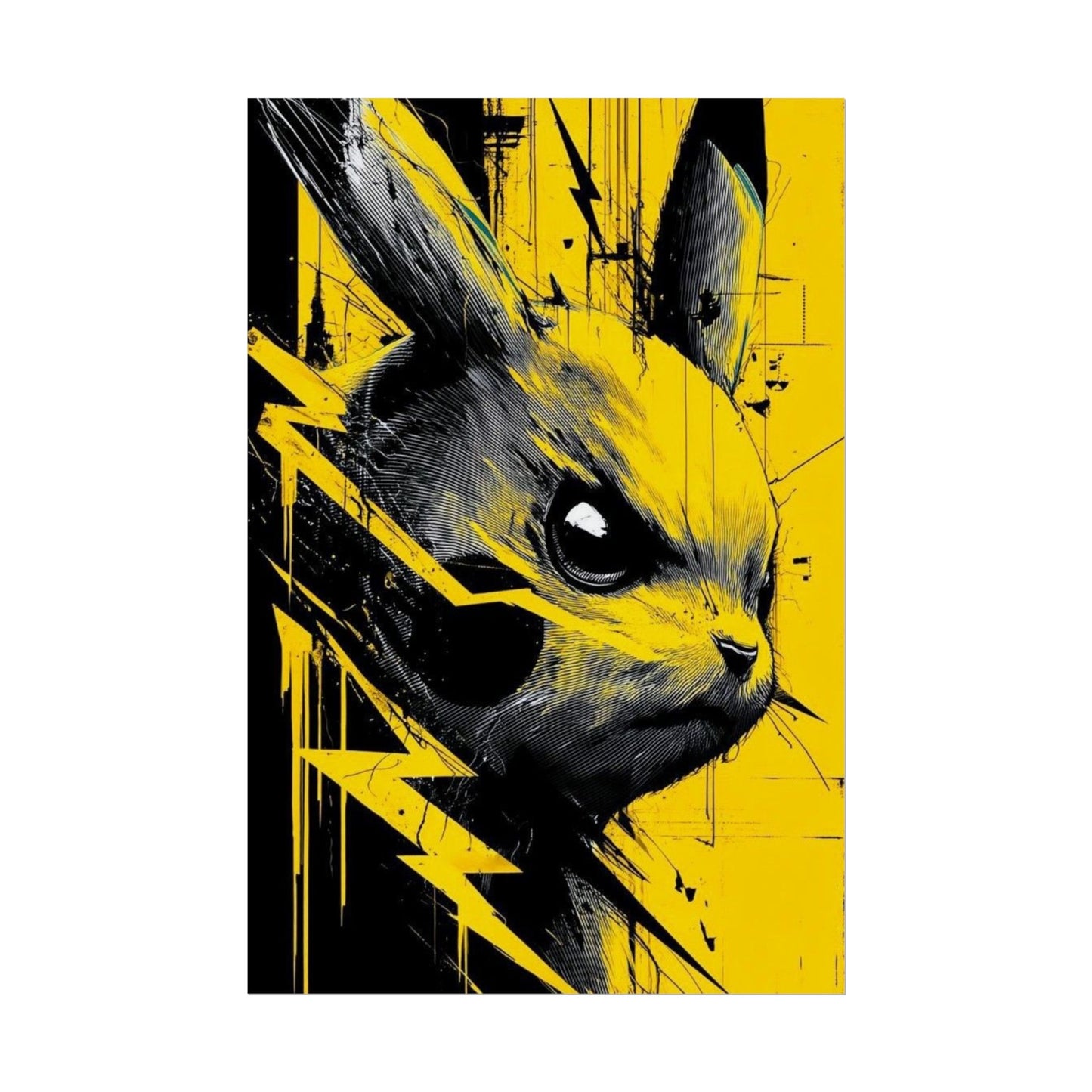 Elektrisches Pika-Kunstposter – Gelber Blitz Anime-Wanddruck