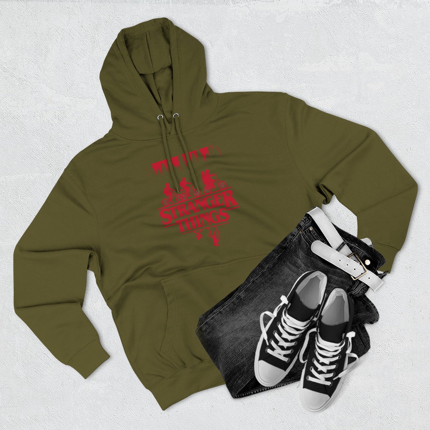 Stranger Things Fleece Hoodie – Retro-Umriss-Logo-Pullover