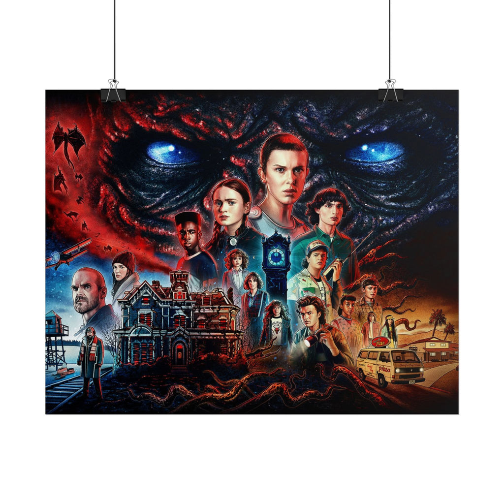 Stranger Things Cast Collage Poster (TV Series Retro Horror Art)