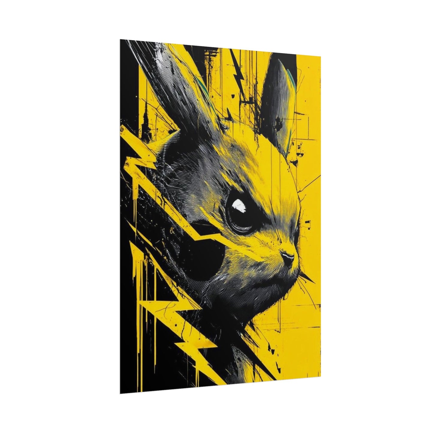 Elektrisches Pika-Kunstposter – Gelber Blitz Anime-Wanddruck