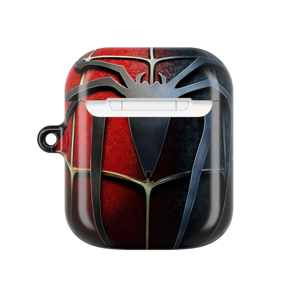 Spider Web AirPod Case – Red & Black Superhero Design Protective Cover