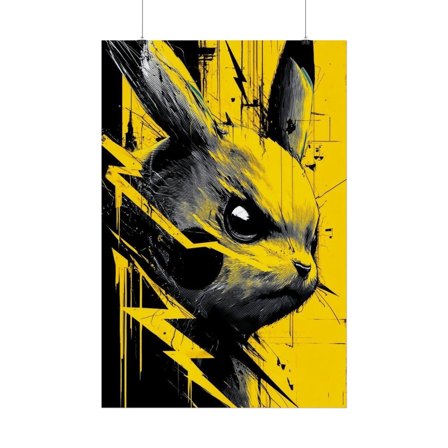 Elektrisches Pika-Kunstposter – Gelber Blitz Anime-Wanddruck