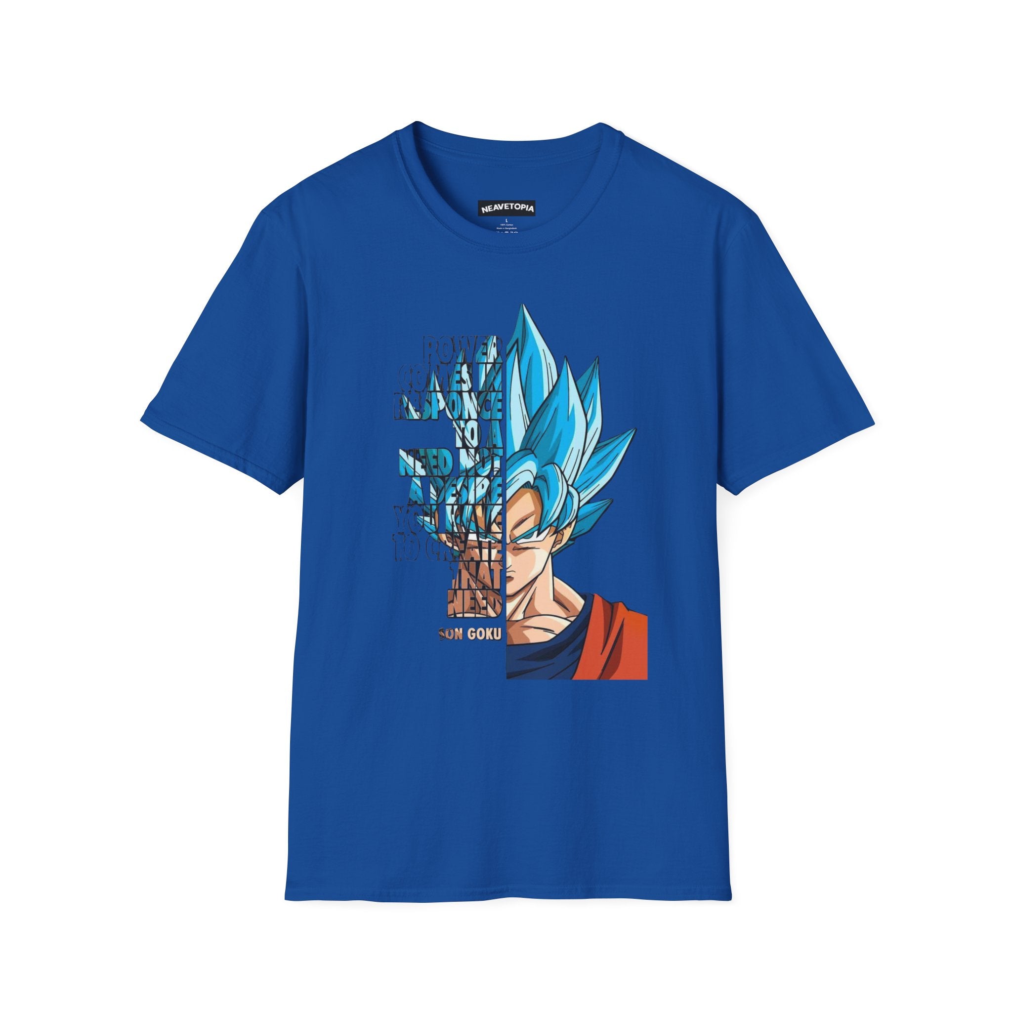 T-Shirt — Blue Super Saiyan Split Face Graphic Quote - Limited Edition