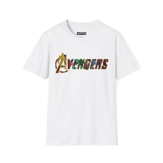 Avengers Logo T-Shirt — Marvel Hero Collage Graphic Tee