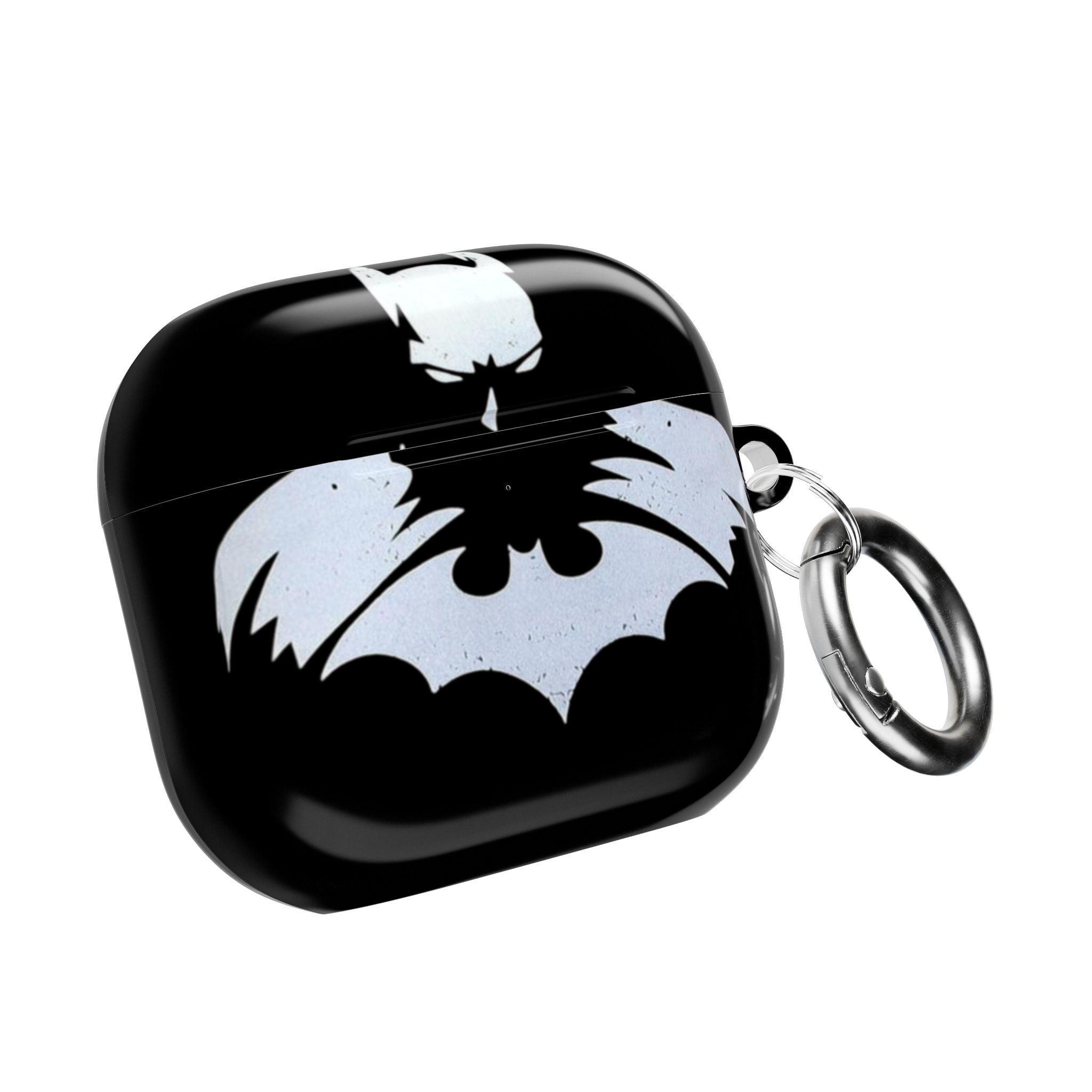 Bat Logo AirPod Case — Black Protective Charging Case with White Bat Emblem