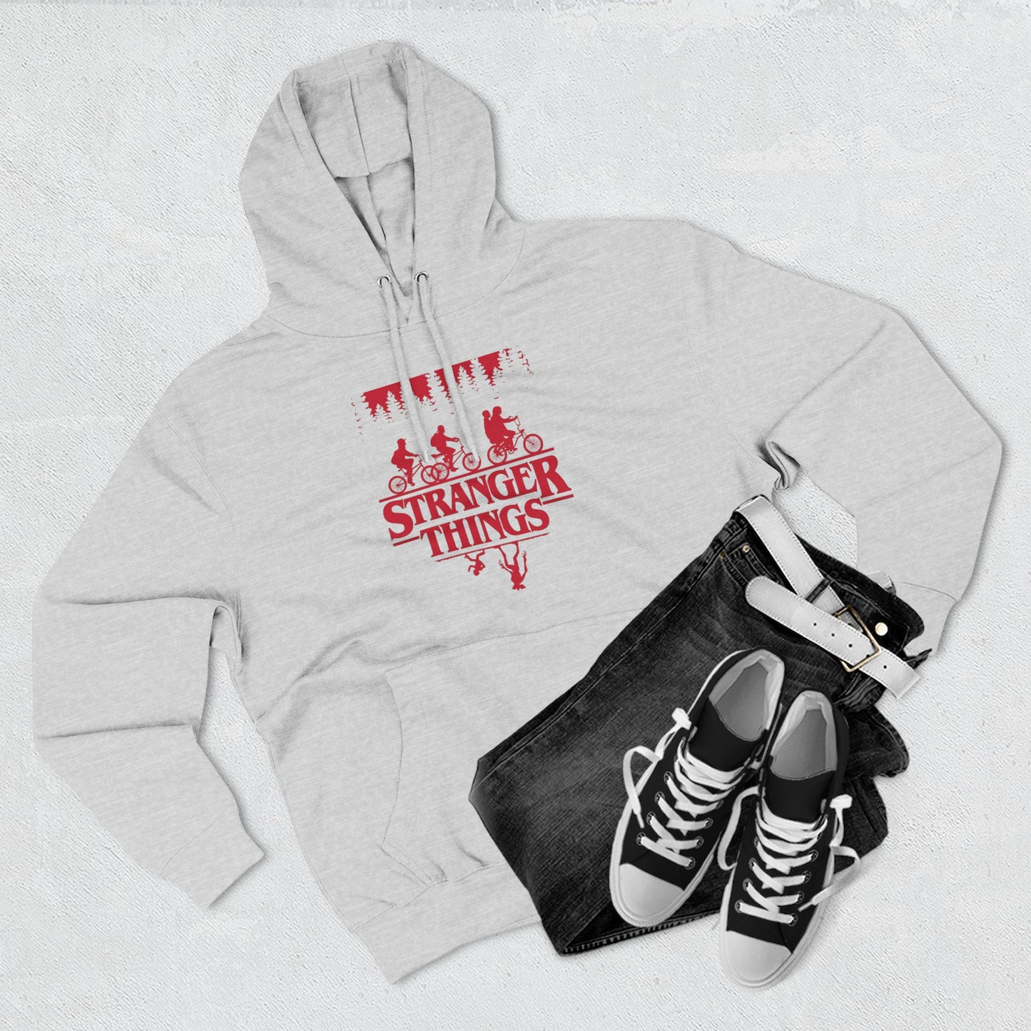 Stranger Things Fleece Hoodie – Retro-Umriss-Logo-Pullover