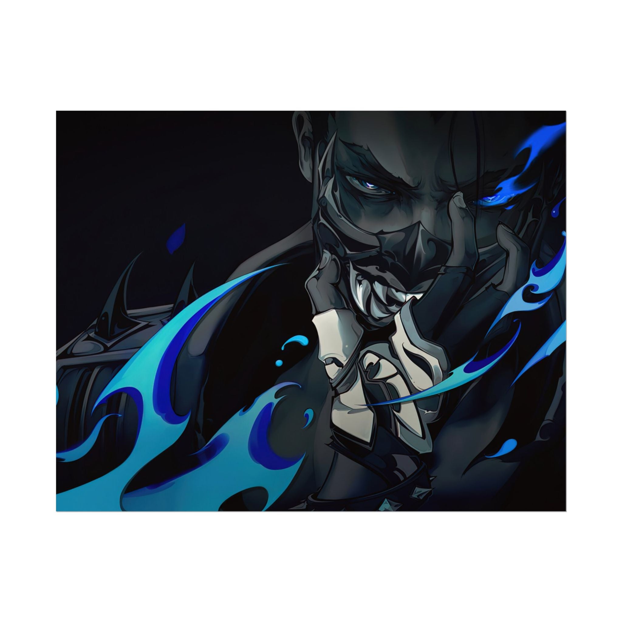 Yoru Valorant Character— Blue Flame Aesthetic Rolled Art Print