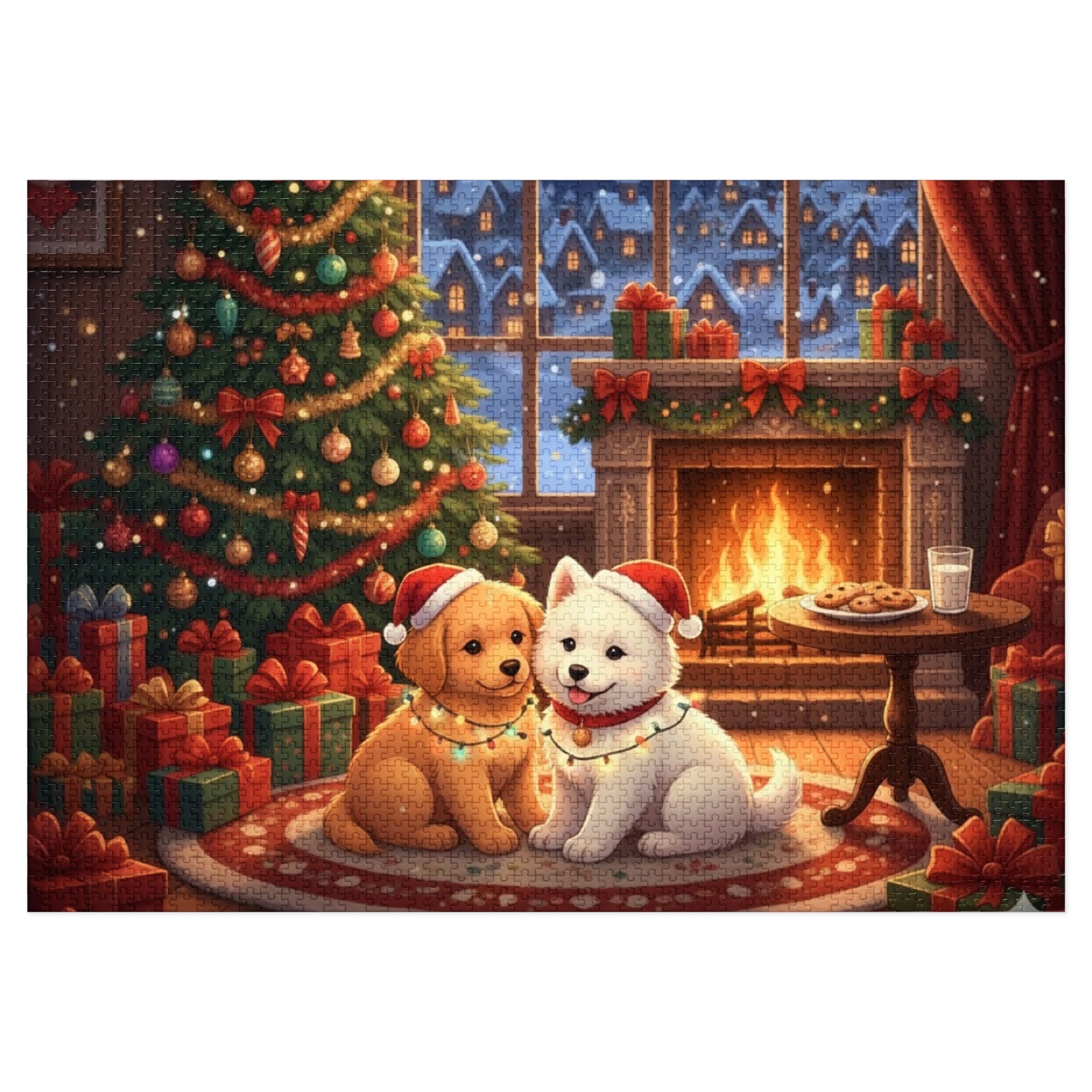 Custom and Personalized Festive Dog Jigsaw Puzzle with Tin, Christmas Puzzle, Holiday Gift for Pet Lovers, Family Activity, Winter Decor