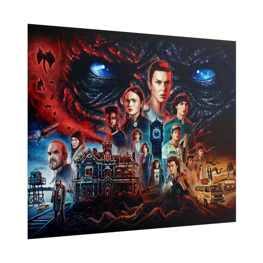Stranger Things Cast Collage Rolled Poster (TV Series Retro Horror Art)