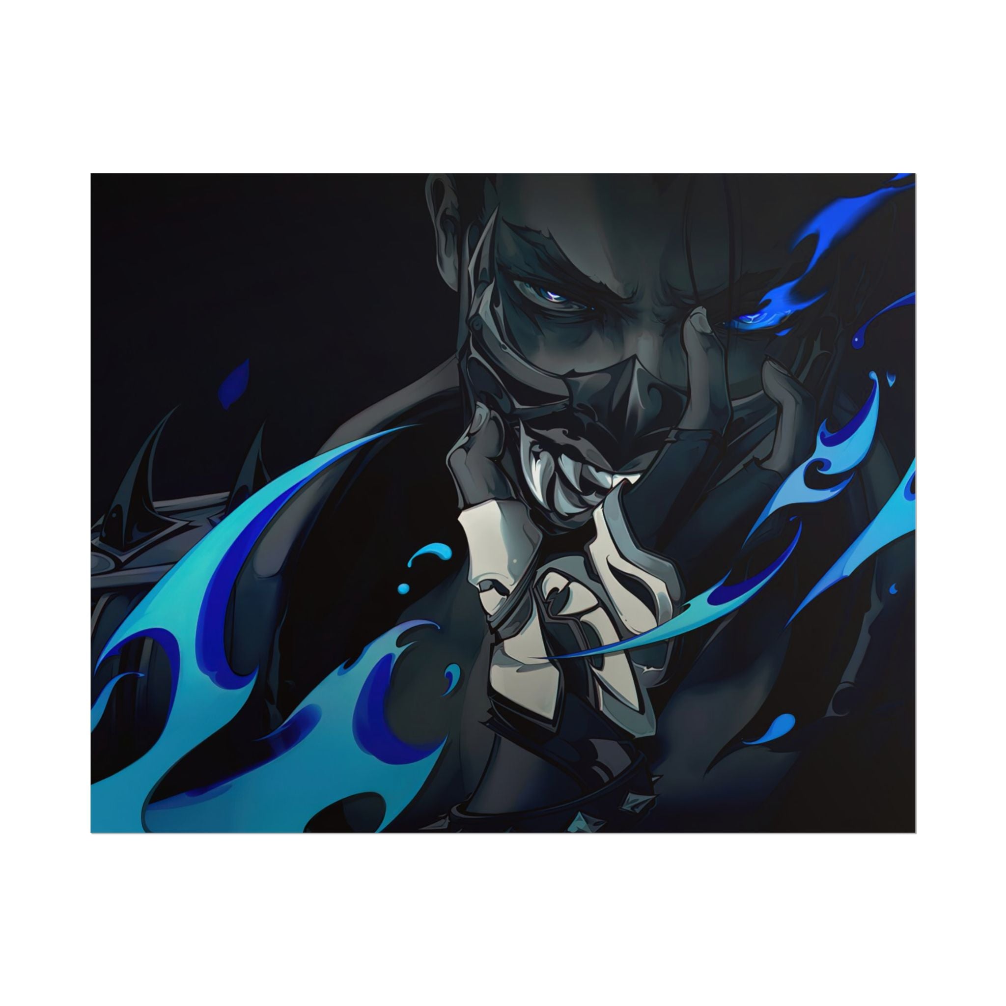 Yoru Valorant Character— Blue Flame Aesthetic Rolled Art Print