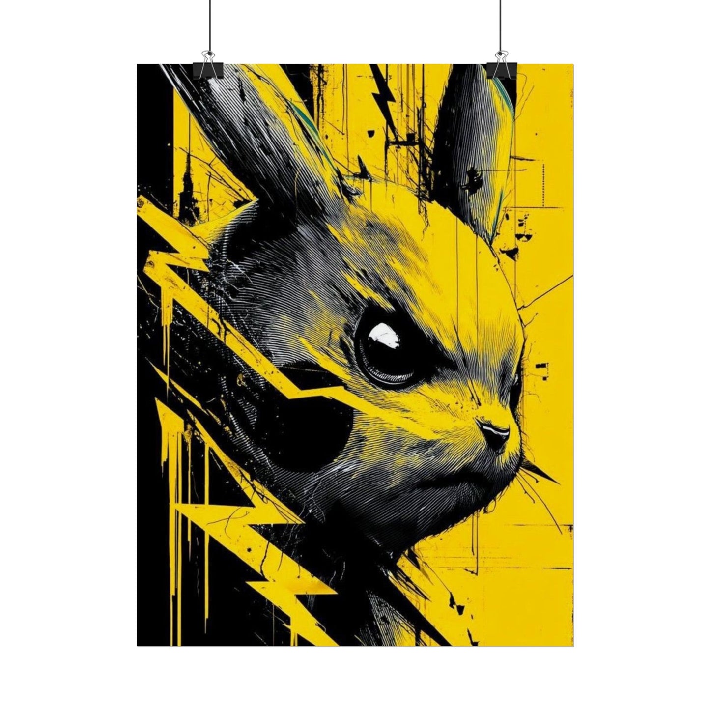 Elektrisches Pika-Kunstposter – Gelber Blitz Anime-Wanddruck