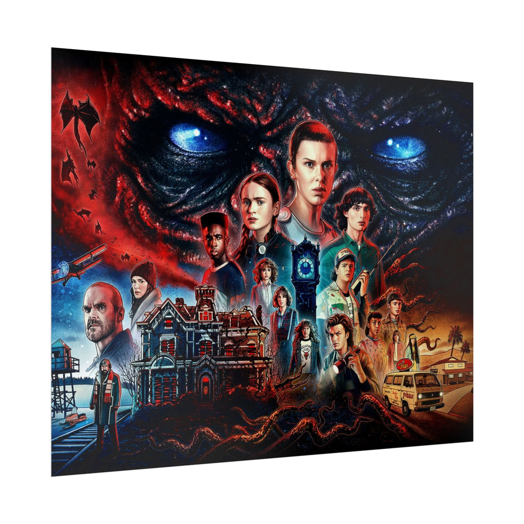 Stranger Things Cast Collage Poster (TV Series Retro Horror Art)