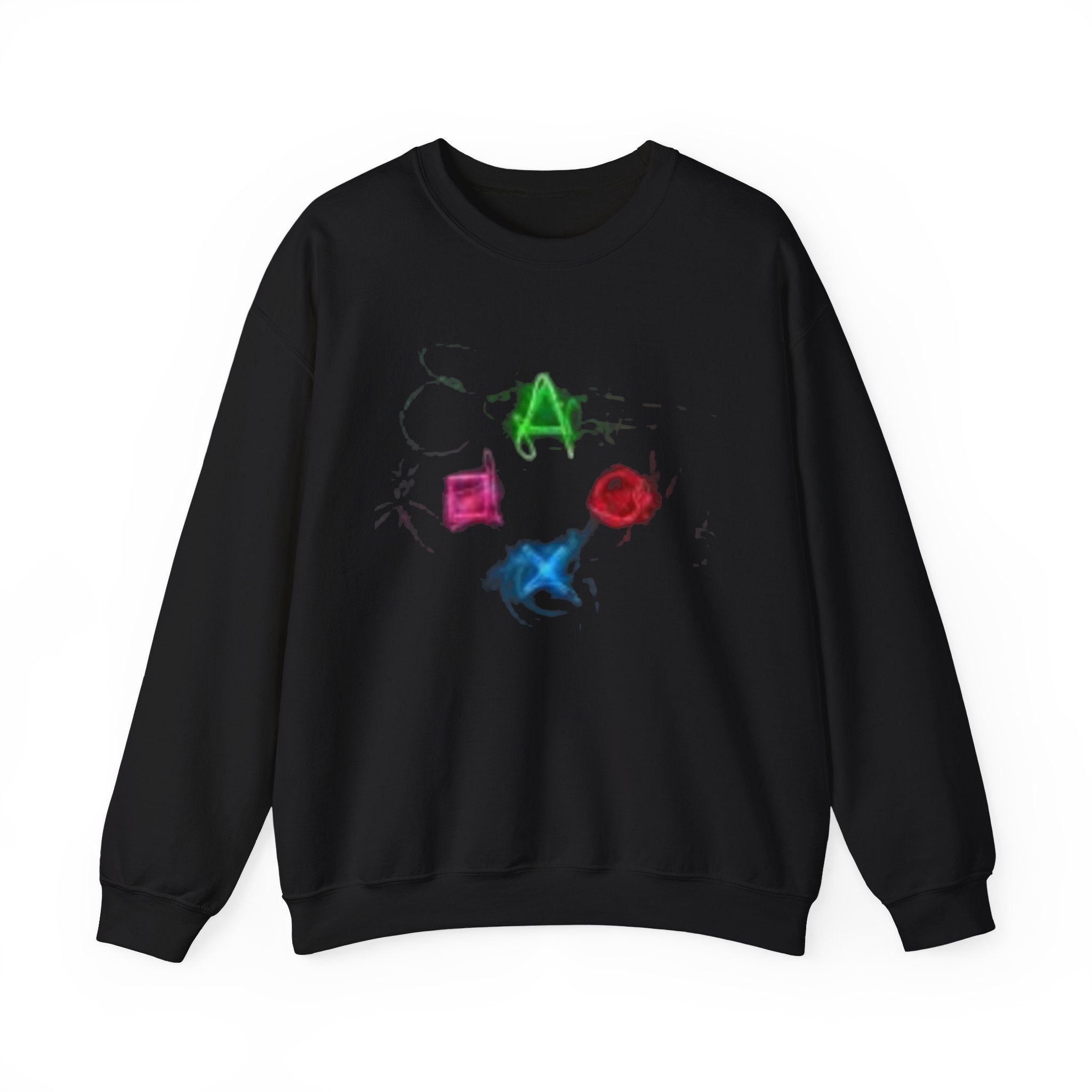 Neon Gaming Controller Symbols Sweatshirt | PlayStation Button Icons