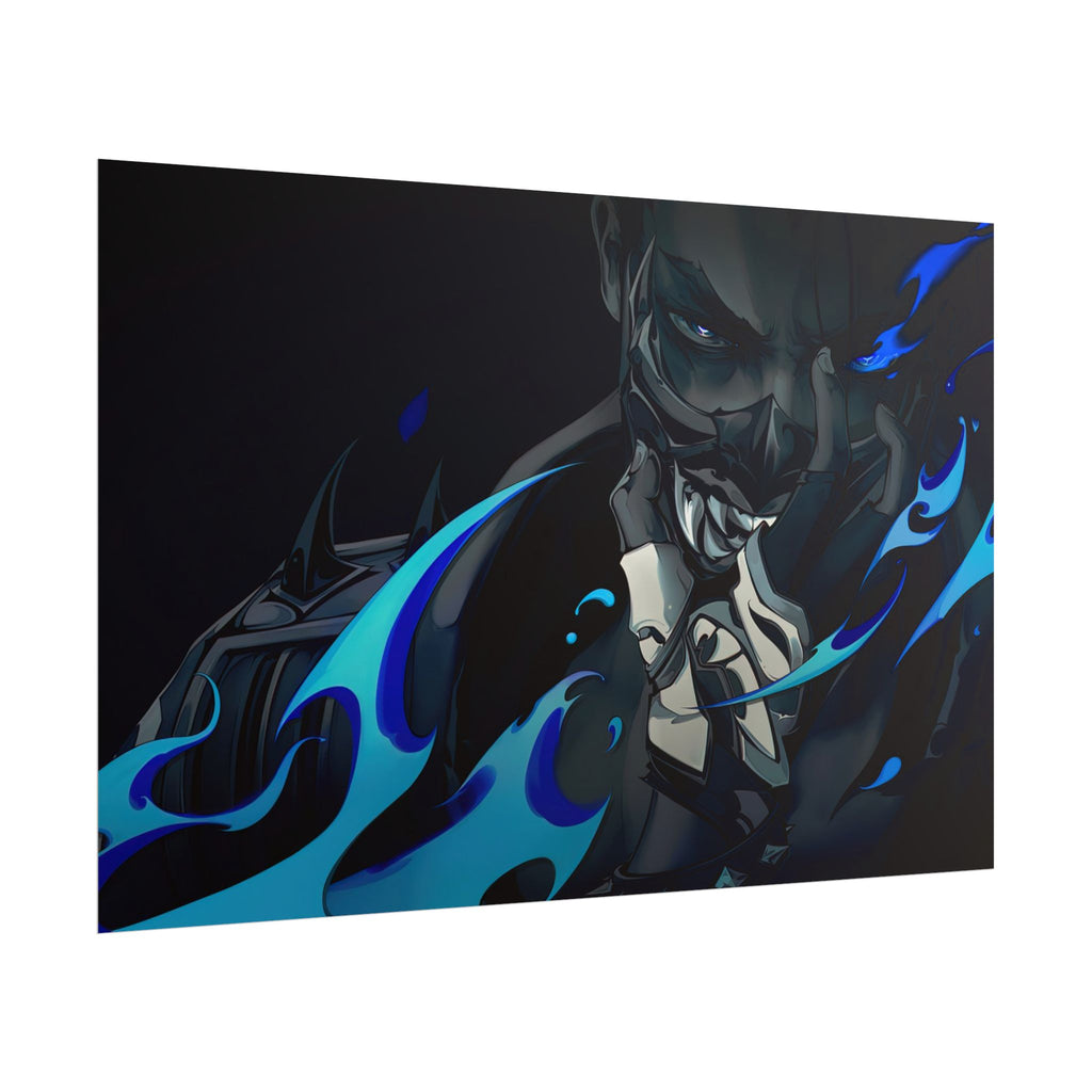 Yoru Valorant Character— Blue Flame Aesthetic Rolled Art Print