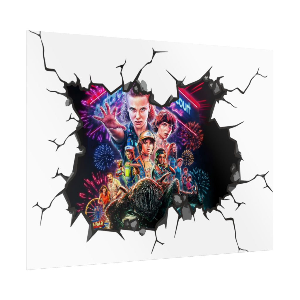Custom Color Stranger Things 80s Retro Poster | Rolled Poster Wall Break Effect