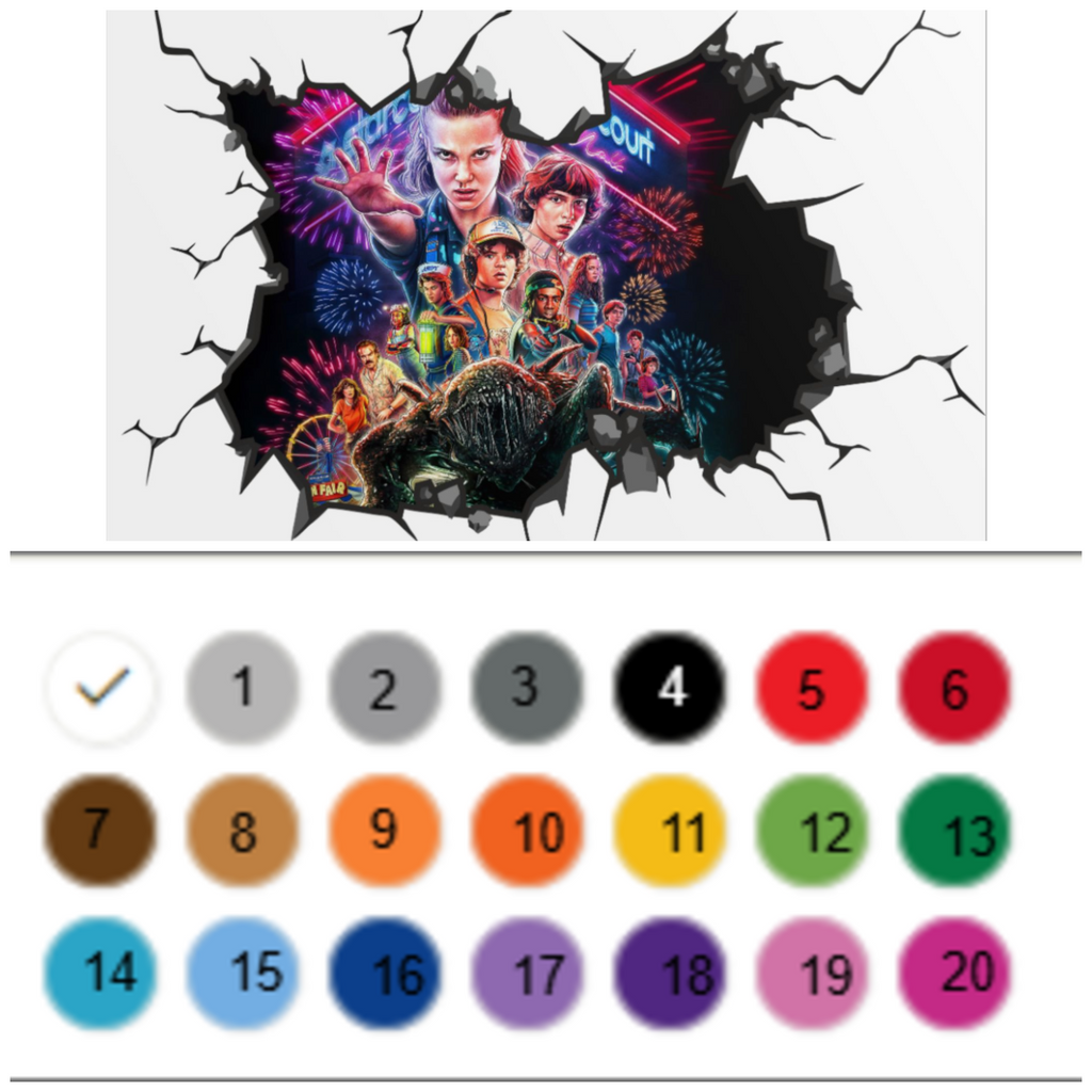 Custom Color Stranger Things 80s Retro Poster | Rolled Poster Wall Break Effect