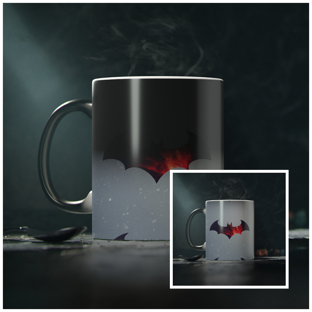 Batman Logo Emblem Mug | Warm Picture transformation | Collectors and Limited Edition