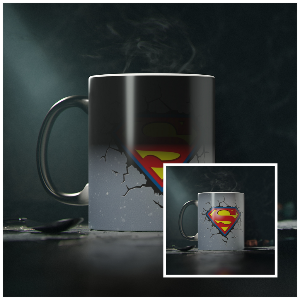 Superman Emblem Logo Mug | Cracked Wall Superman Style Magic Mug | Warm to reveal picture | Limited | Collector Edition