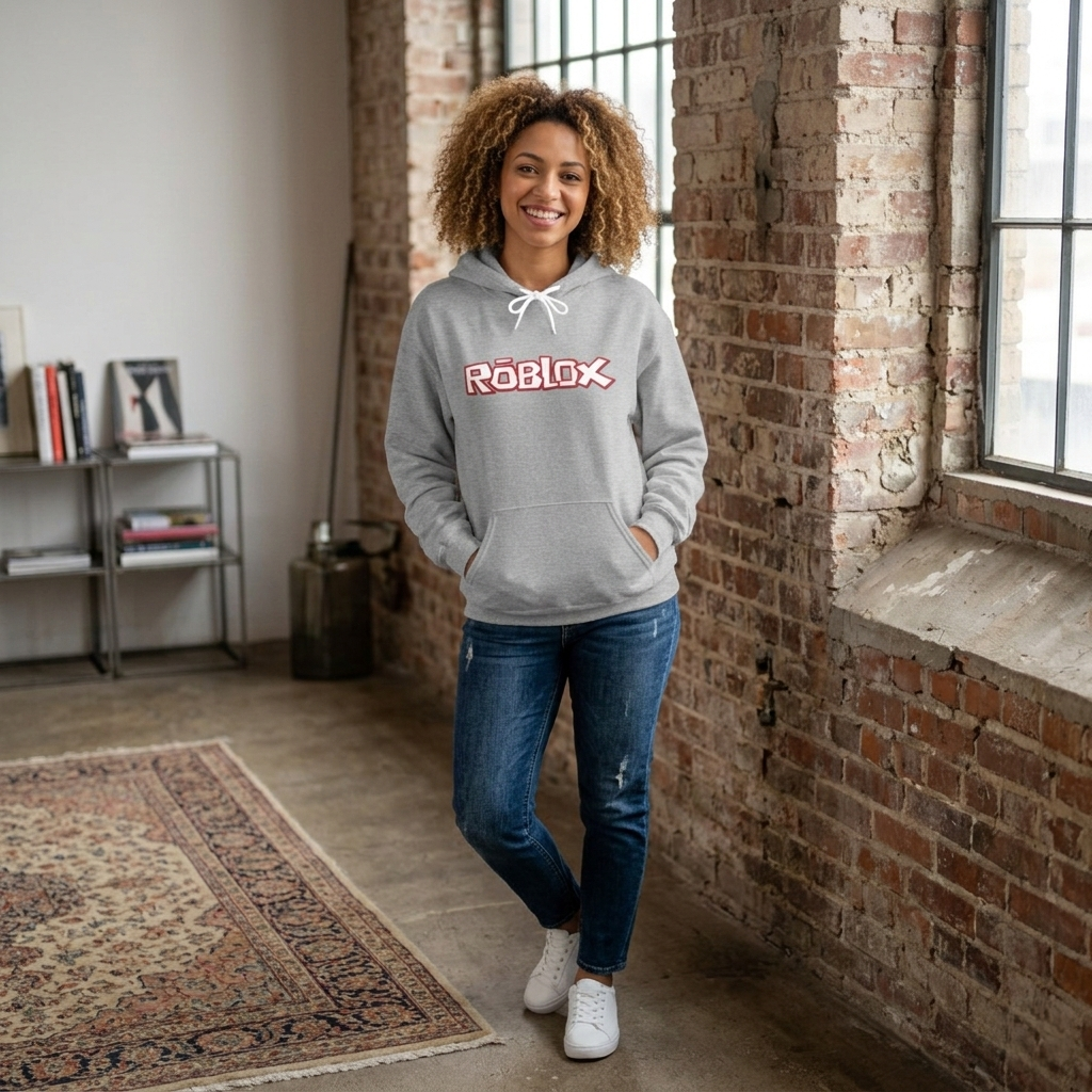 Roblox Logo Hoodie – Retro Pink Grafik Gaming Sweatshirt