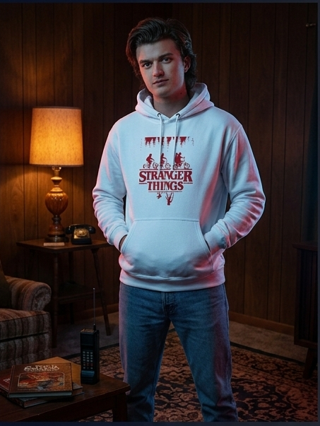 Stranger Things Fleece Hoodie – Retro-Umriss-Logo-Pullover