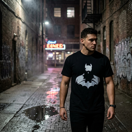 Batman Silhouette T-Shirt – Minimalistisches Dark-Hero-Grafik-T-Shirt