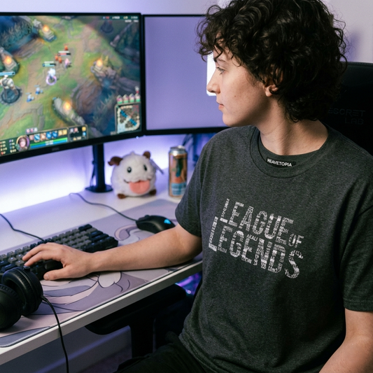 League of Legends Graphic Tee — Distressed Logo Gamer T-Shirt - ALL Champion's names