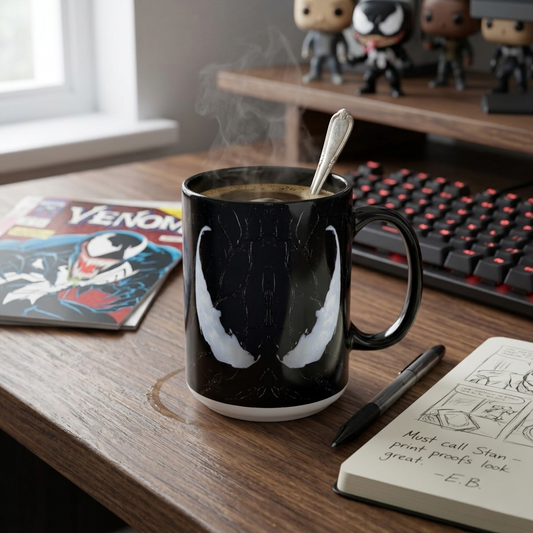 Kaffeetasse – Schwarze Marmor Venom Augen Akzent Tasse (325/444 ml)