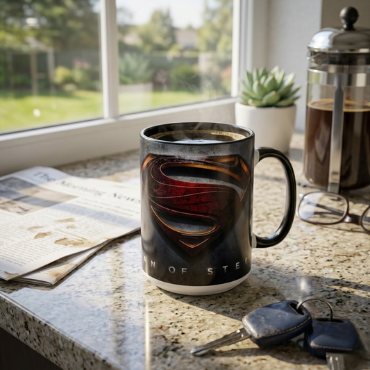 Superman Akzent-Kaffeetasse – Dunkles Metallic S Logo 11/15oz