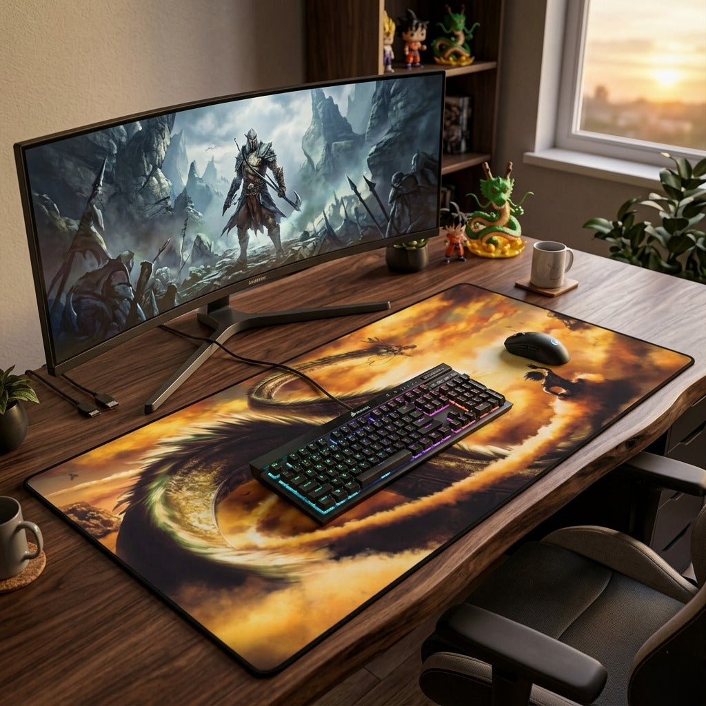 Dragonball Goku Desk Mat – Fantasy Gaming Keyboard Mouse Pad