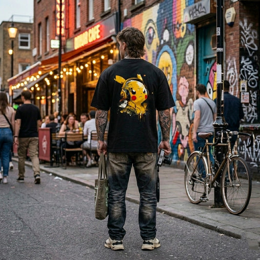 Pika-Pika  Style Over Sized Tee — Graphic Anime Inspired Cotton T-Shirt