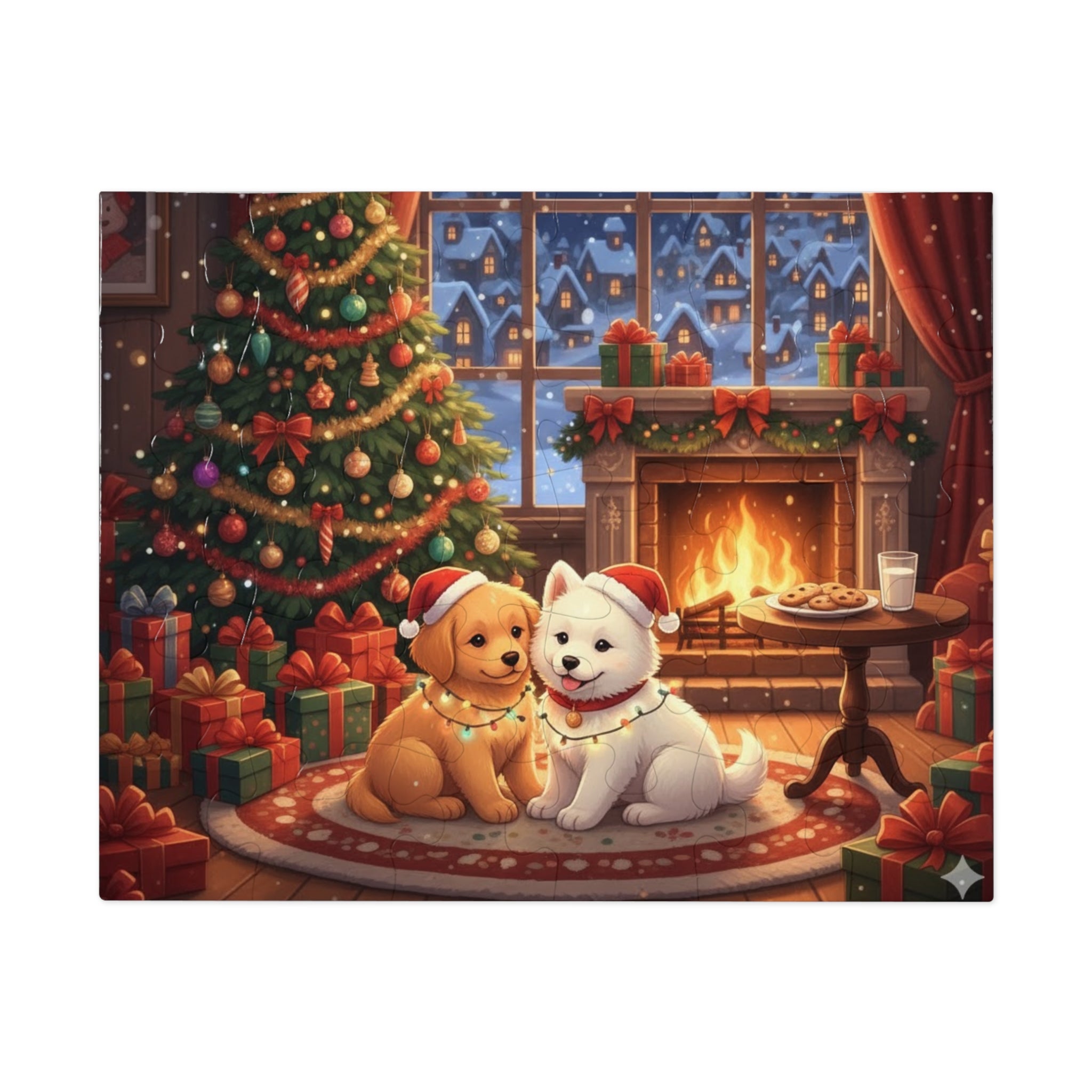 Custom and Personalized Festive Dog Jigsaw Puzzle with Tin, Christmas Puzzle, Holiday Gift for Pet Lovers, Family Activity, Winter Decor