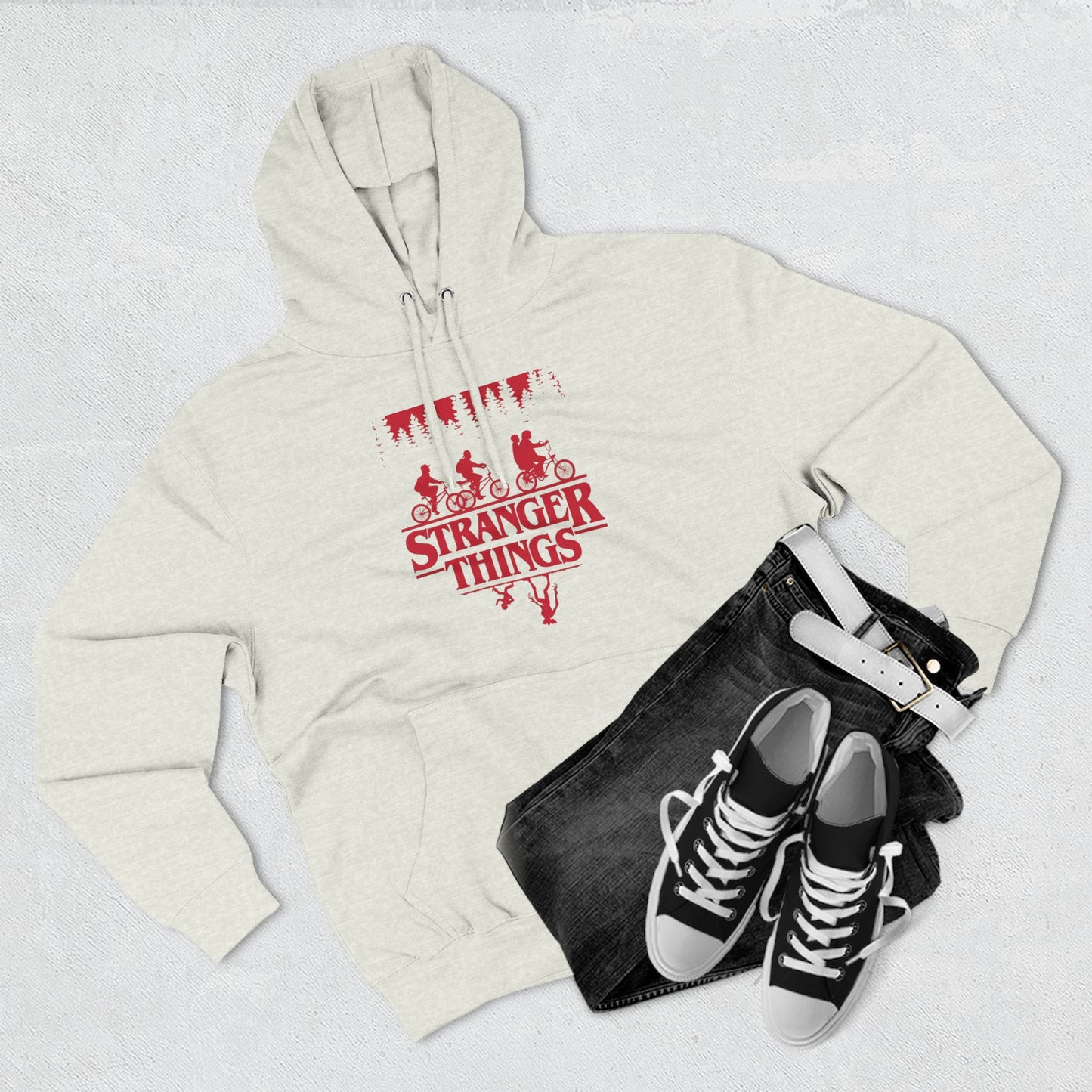 Stranger Things Fleece Hoodie – Retro-Umriss-Logo-Pullover
