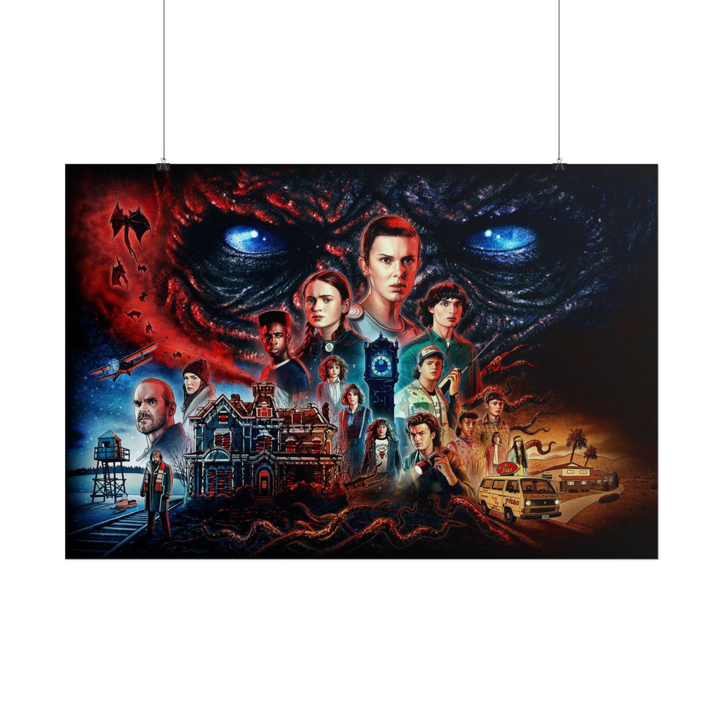 Stranger Things Cast Collage Poster (TV Series Retro Horror Art)