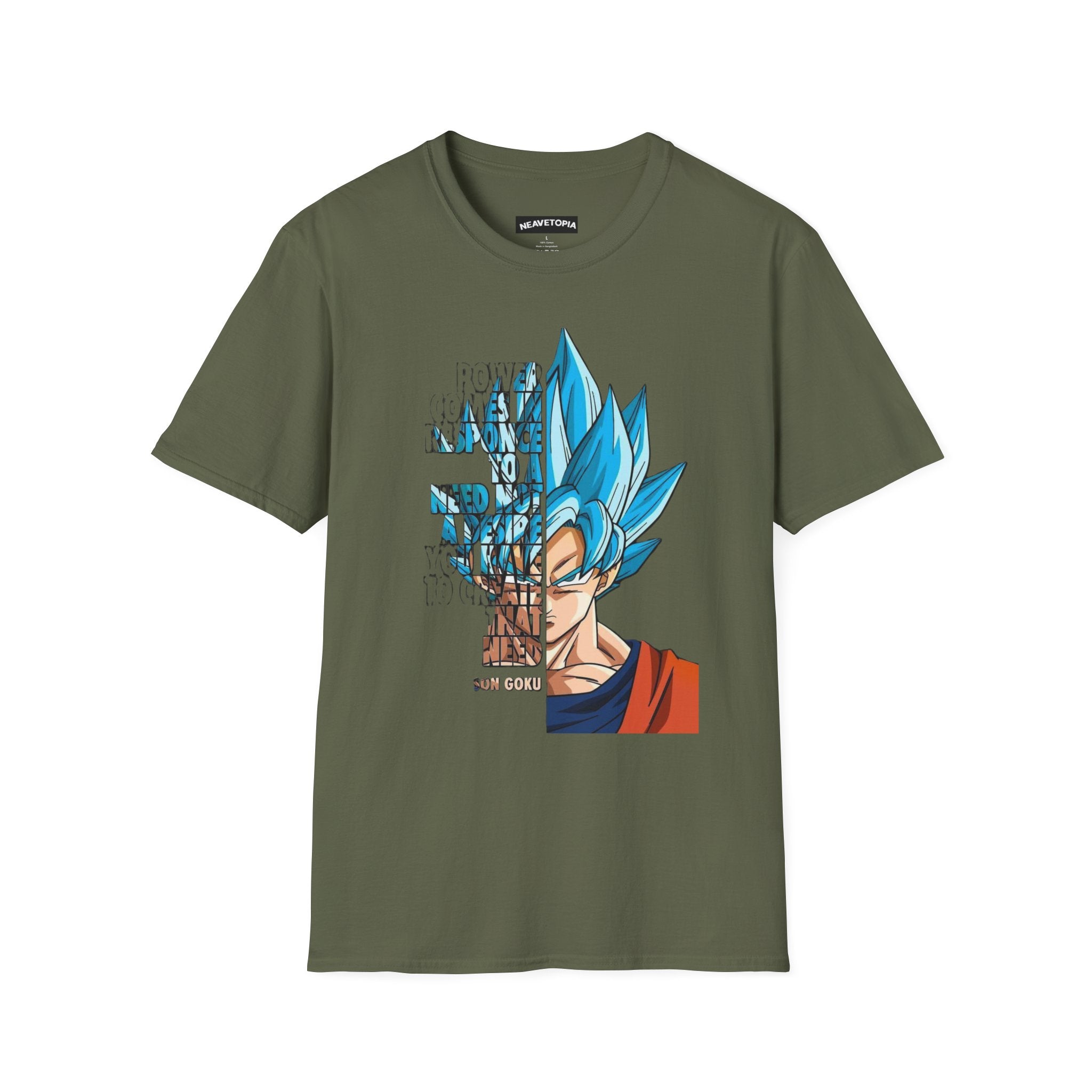 T-Shirt — Blue Super Saiyan Split Face Graphic Quote - Limited Edition