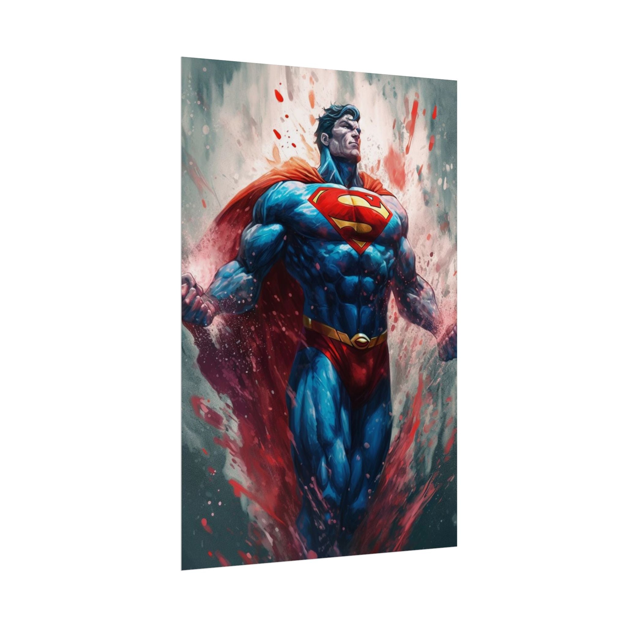 Superman Illustration Rolled Poster | Comic Book Hero Splash Art