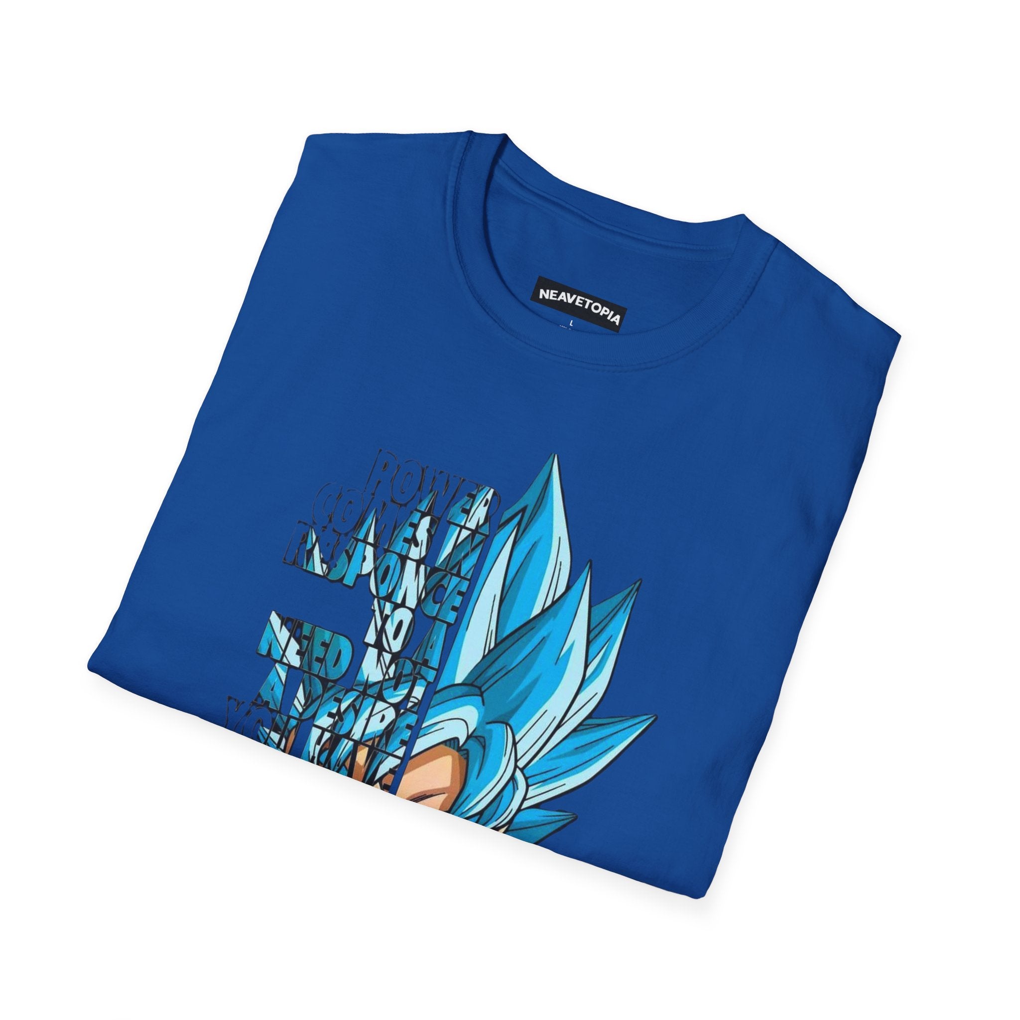 T-Shirt — Blue Super Saiyan Split Face Graphic Quote - Limited Edition