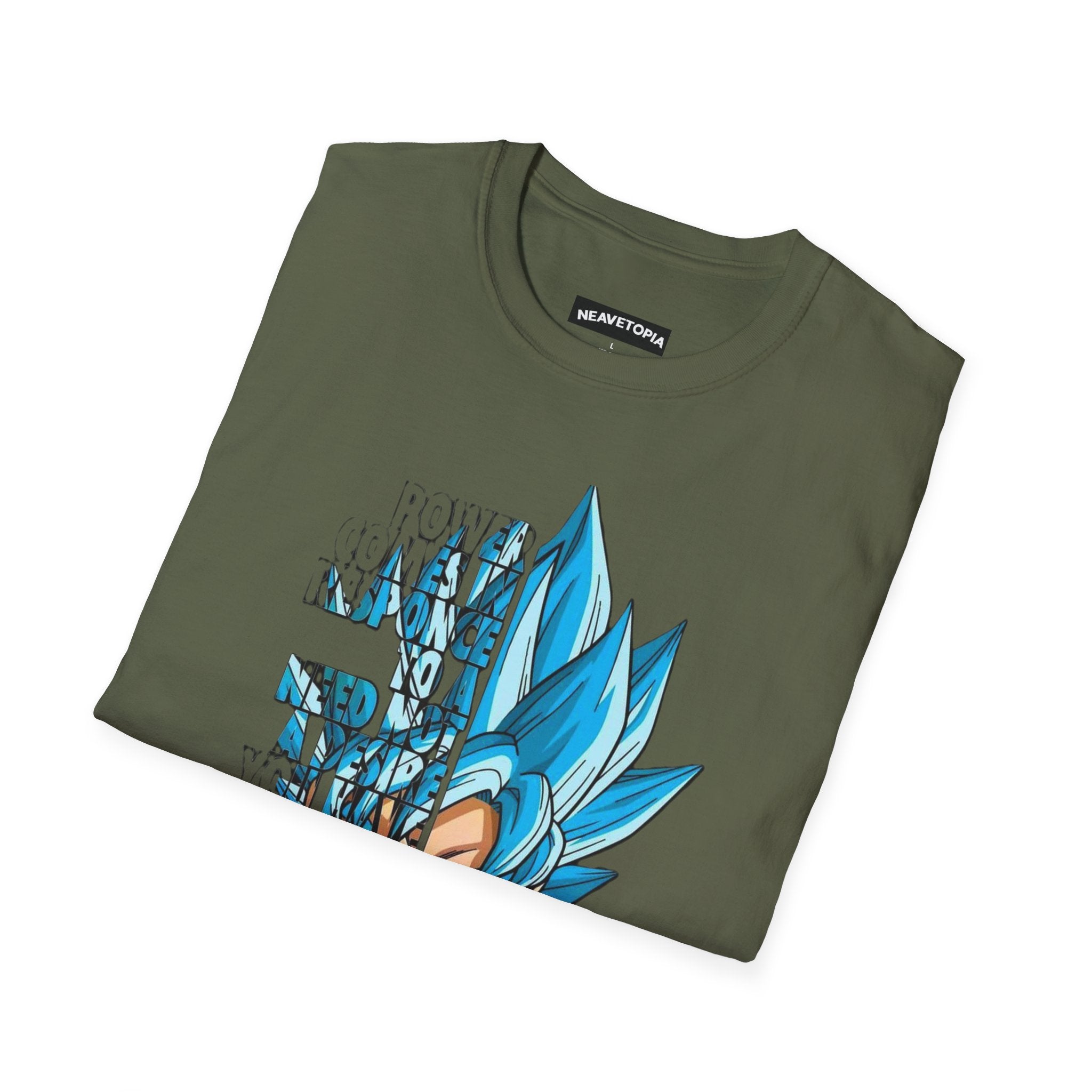 T-Shirt — Blue Super Saiyan Split Face Graphic Quote - Limited Edition
